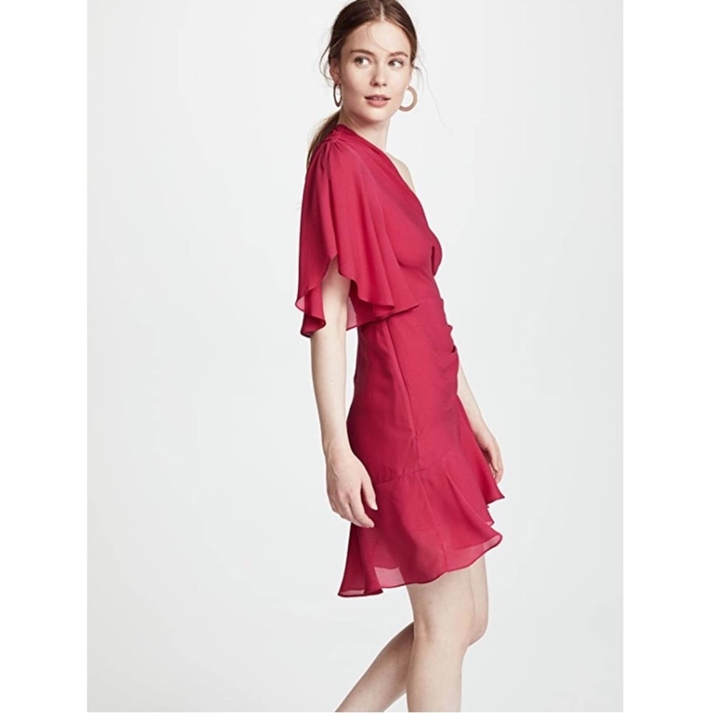 ALC Misha one-shoulder ruched silk cocktail dress sz 4